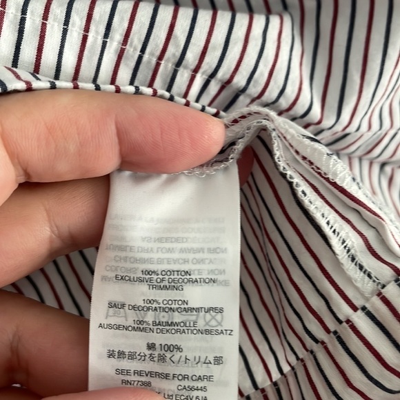 J Crew Preppy Embroidered Sleeves waist bow tie striped Poplin Shirt blouse Sz S - Picture 6 of 6